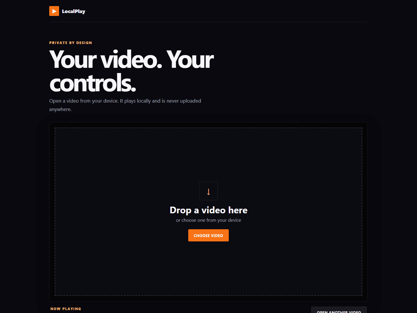 LocalPlay Video Player application screenshot