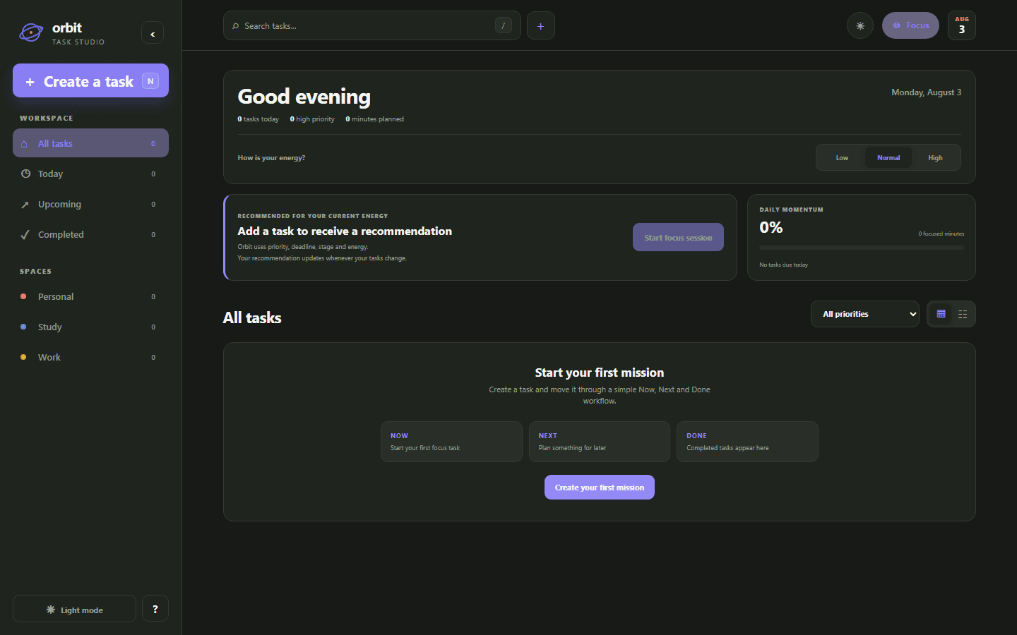 Orbit Task Studio application screenshot